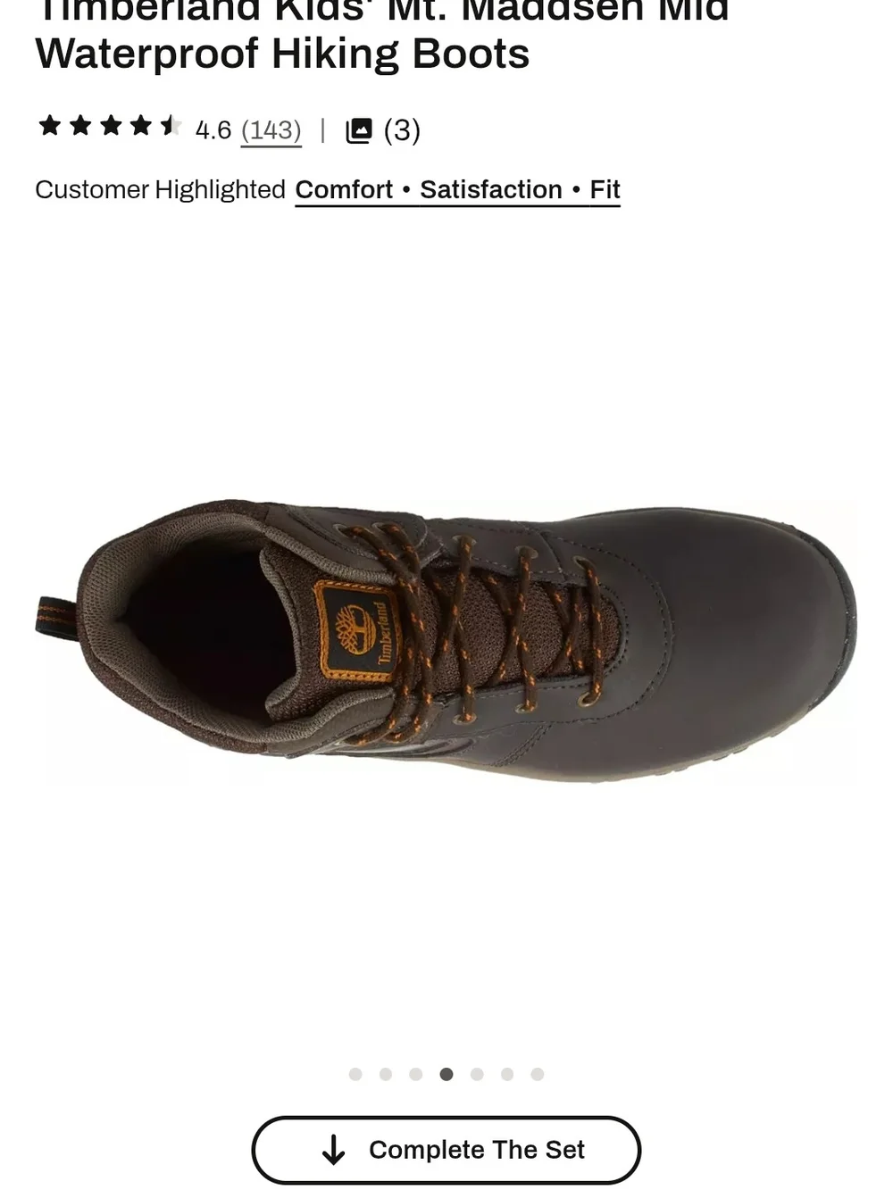 Timberland Boy's Brown Leather Waterproof Lace-Up Hiking/Work Boots